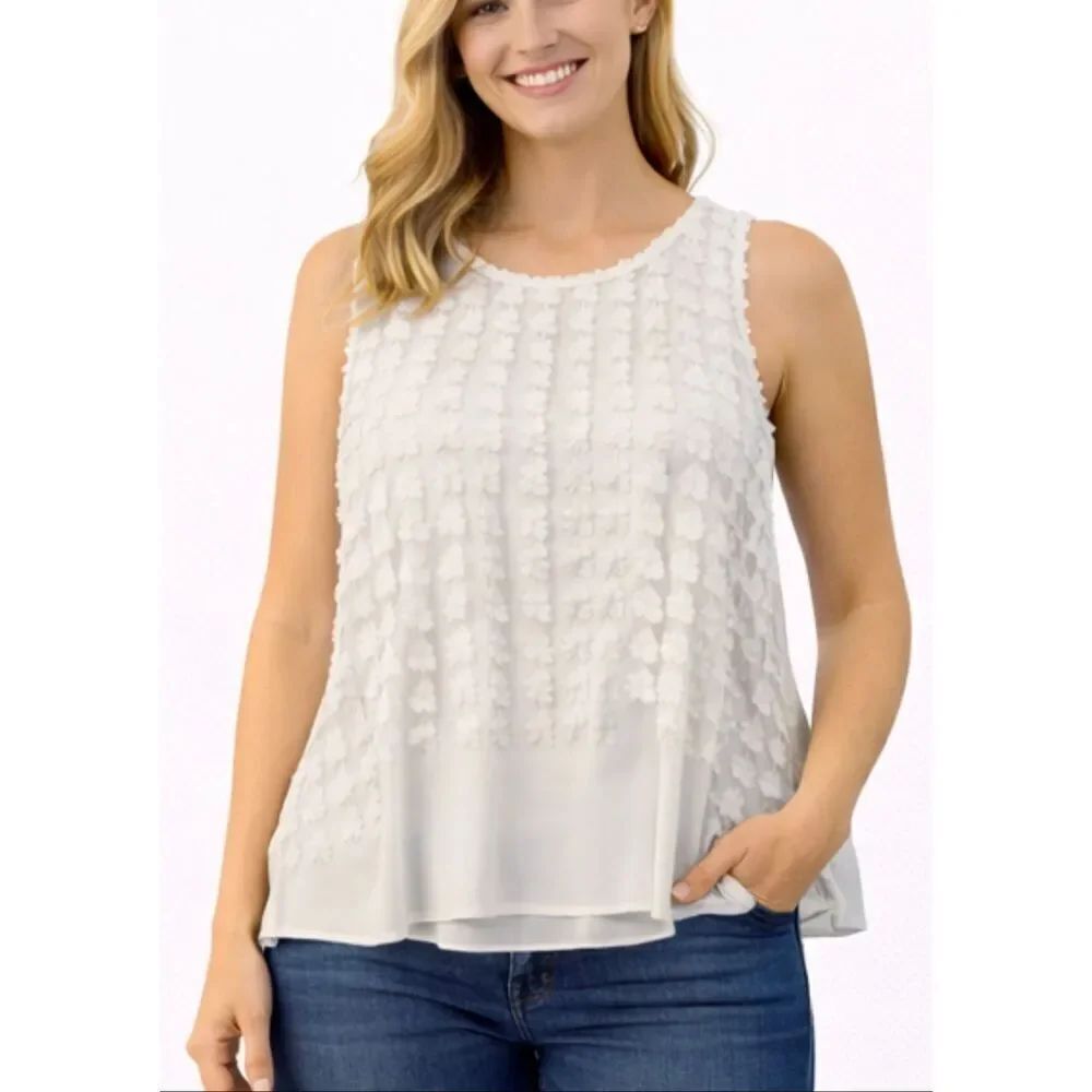 Kaari blue white lace overlay swing tank size small